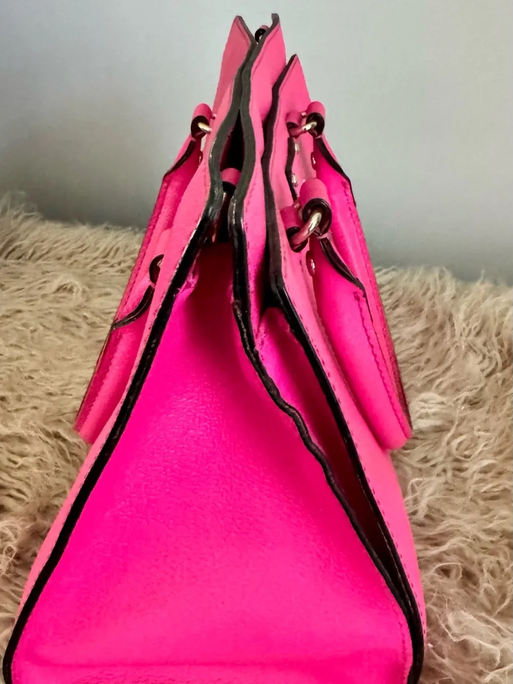 kate spade Bright Pink Leather Shoulder Bag with Gold Hardware
